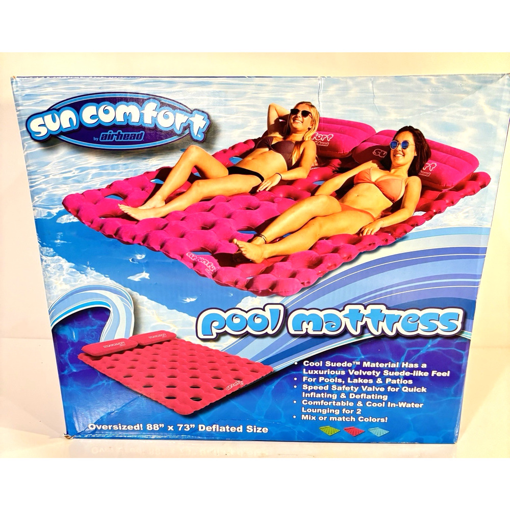 Airhead Sun Comfort Pool Mattress Oversized 88" x 73" Cool Suede Float NIB